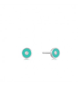 Ania Haie Teal Enamel Disc Silver Earrings S - 3210662