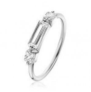 ZINZI zlv. ring baquette en vierkant zirkonia mt. 54 - 3200594