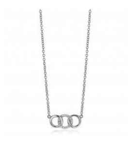 Zinzi zlv. collier 3 rondjes verbonden zirconia's 45 cm - 3200617