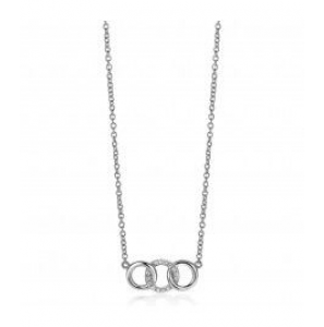 Zinzi zlv. collier 3 rondjes verbonden zirconia's 45 cm - 3200617