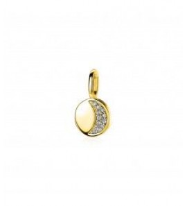 Zinzi zlv. hanger geel verguld rond met maan zirc. - 3200636