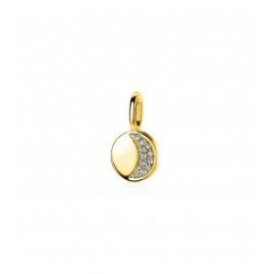Zinzi zlv. hanger geel verguld rond met maan zirc. - 3200636