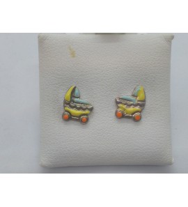 Zilver oorknop wiegke kleur email - 3090082