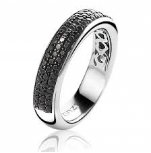 Zinzi zlv. ring 5 mm pavÚ zirconia's zwart maat 56 - 3152191