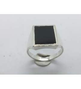 Zilver heren ring met onix rechthoek mt 19¾ - 3222024