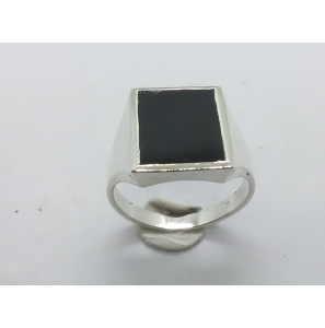 Zilver heren ring met onix rechthoek mt 19¾ - 3222024