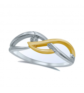 Goud bicolour dames ring met bril. 0.05 crt. mt.17½ - 3210577