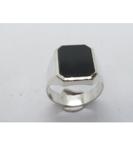 Zilver heren ring met onix achtkant mt 20¼ - 3222029