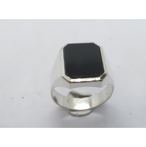 Zilver heren ring met onix achtkant mt 20¼ - 3222029