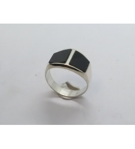 Zilver heren ring met onix fantasie mt 20¼ - 3222030