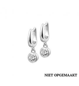 Zilveren klapcreolen RH  3 x 6,5 mm met hanger zirconia - 3160418
