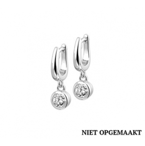 Zilveren klapcreolen RH  3 x 6,5 mm met hanger zirconia - 3160418