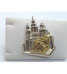 Zilver broche New York met verguld - 20375