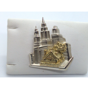 Zilver broche New York met verguld - 20375