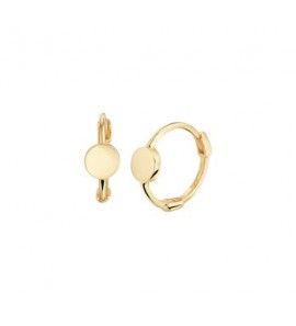 Goud klap-creolen 10 mm met rond plaatje 4 mm - 3201050