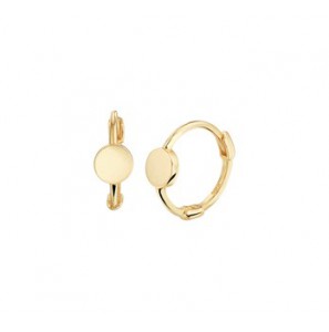 Goud klap-creolen 10 mm met rond plaatje 4 mm - 3201050