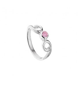 Zilver RH kinderring met roze zirkonia mt. 14 - 3202031