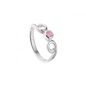 Zilver RH kinderring met roze zirkonia mt. 14 - 3202031