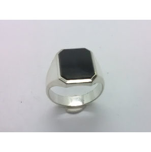 Zilver heren ring met onix achtkant mt 20 - 3222016