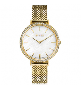 ZINZI horloge Grace, parelmoerwit wijzerplaat/zirconia gg meshband - 3202300
