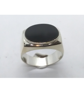 Zilver heren ring met onix ovaal mt 21 - 3222026