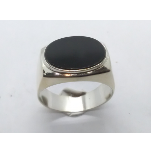 Zilver heren ring met onix ovaal mt 21 - 3222026