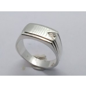 Zilver herenring rechthoek 9 mm met zirconia mt. 20¼ - 3222301