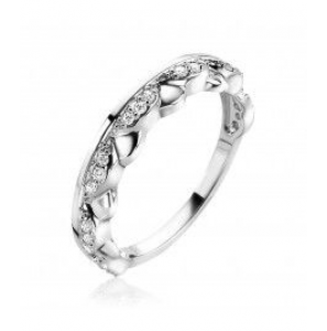 ZINZI zlv. aanschuifring golfjes en zirconia's mt 54 - 3200912