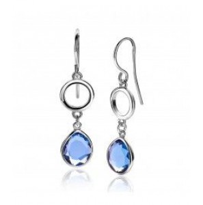 ZINZI zlv. oorhangers open rond/blauwe kleurstenen - 3200919