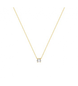 Goud collier anker 0.8 mm met ronde zirconia hanger 4,0 mm 40+2+2 cm - 3142921