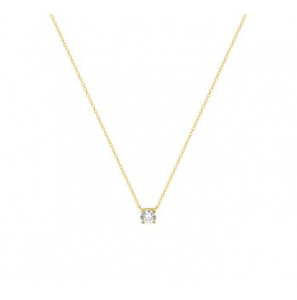 Goud collier anker 0.8 mm met ronde zirconia hanger 4,0 mm 40+2+2 cm - 3142921