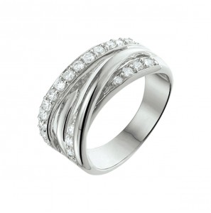 Zilver RH damesring met zirconia&#39;s mt 20ƒ? - 3220058