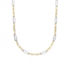 Goud bicolour collier paperclip 5.5 en 7 mm schakels 45 cm - 3220654