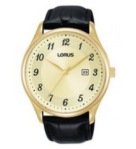 Lorus heren double zwart leder 50m wr - 3220638