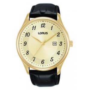 Lorus heren double zwart leder 50m wr - 3220638