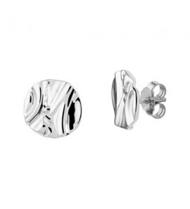 Zilver RH oorknop rond golvend - 3201018