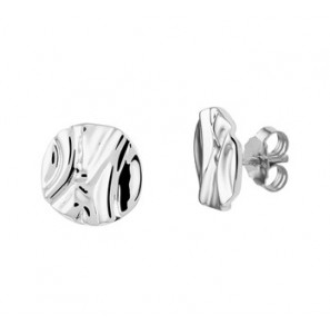 Zilver RH oorknop rond golvend - 3201018