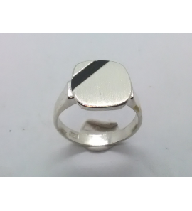 Zilver heren ring met onix stomphoek mt 20 - 3222025