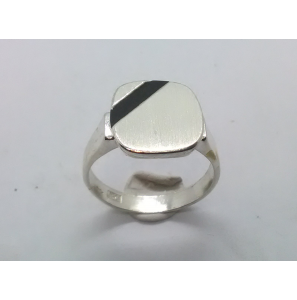 Zilver heren ring met onix stomphoek mt 20 - 3222025