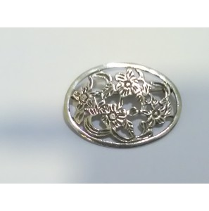 Zilver oudhollandse broche ovaal bloemen 35x26 mm - 3222690