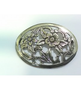Zilver oudhollandse broche ovaal bloemen 39x28 mm - 3222691