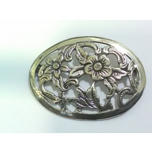 Zilver oudhollandse broche ovaal bloemen 39x28 mm - 3222691