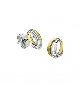 Goud bi-colour oorknop fant. met 2x0.015 crt. H-SI - 3223651