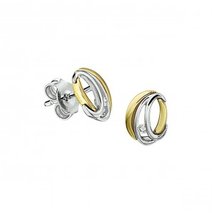Goud bi-colour oorknop fant. met 2x0.015 crt. H-SI - 3223651