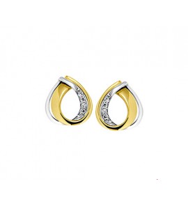 Goud bi-colour oorknop fant. met 2x0.015 crt. H-SI - 3223652