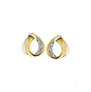 Goud bi-colour oorknop fant. met 2x0.015 crt. H-SI - 3223652