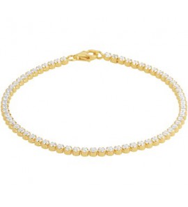Geelgoud op 925 zilveren tennisarmband 2.5 mm 17cm. Geen garantie op plating. - 3202073