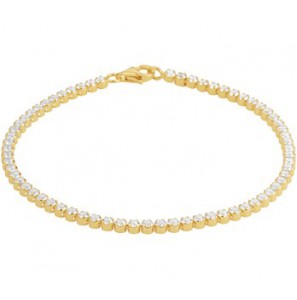 Geelgoud op 925 zilveren tennisarmband 2.5 mm 17cm. Geen garantie op plating. - 3202073