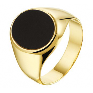 Goud dames zegel ring met onyx 14x11 mt. 19 - 3181943