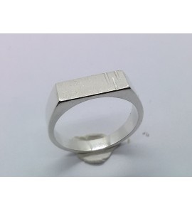 Zilver heren ring rechthoek mt. 18½ - 3222897
